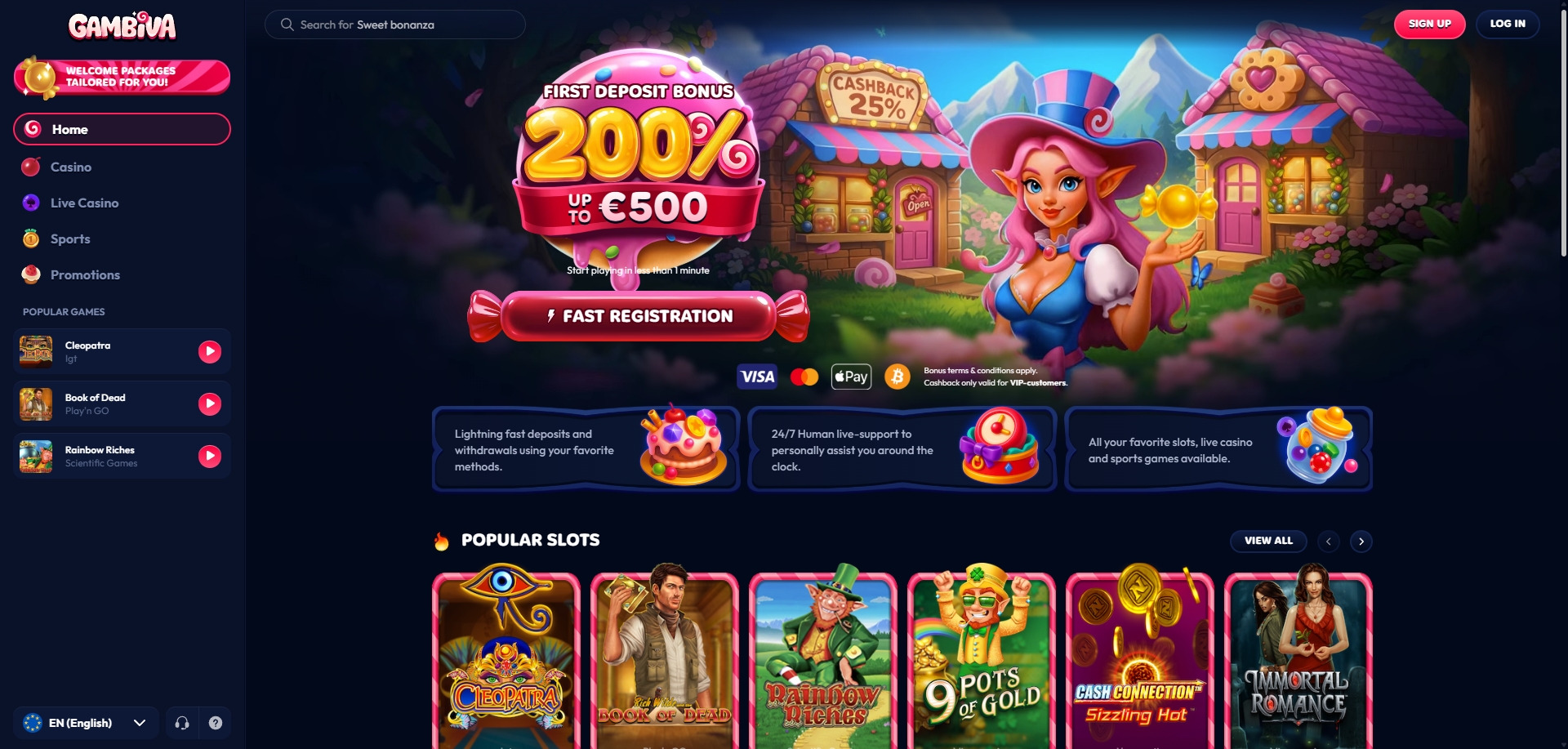 Gambiva - Bonus 200% jusqu’à 500€ sans wager